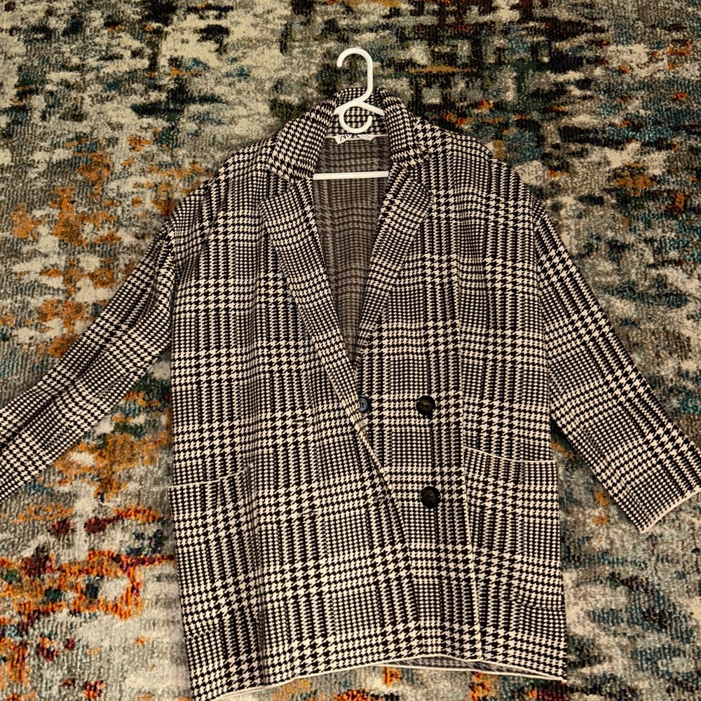 Zara brown and cream houndstooth cardigan/jacket